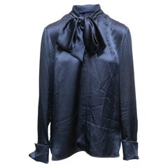 Camicetta con fiocco in seta Max Mara Navy