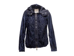 Navy Moncler Nylon & Guipure Lace Hooded Windbreaker Designer Size 2