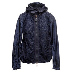 Navy Moncler Nylon & Guipure Lace Hooded Windbreaker Designer Size 2