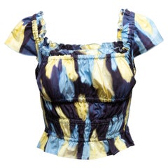 Navy & Multicolor Altuzarra Darcey Abstract Print Short Sleeve Top Size EU 34