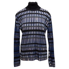 Navy 
Multicolor Balenciaga Printed Turtleneck Sweater Size FR 42