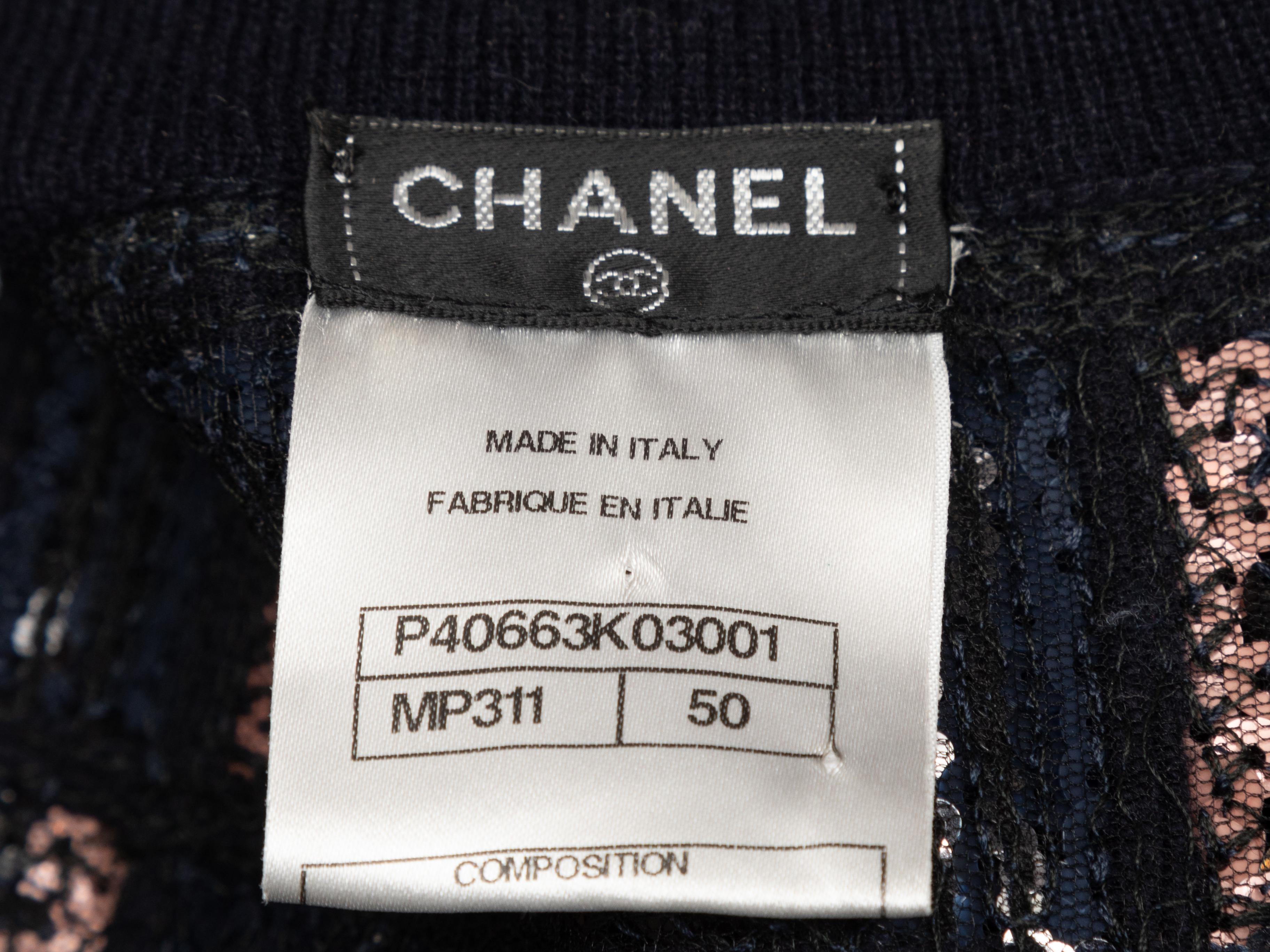 Navy & Multicolor Chanel Sequined Cashmere Cardigan In Excellent Condition In New York, NY