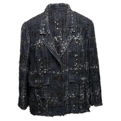 Blazer Chanel primavera/estate 2006 in tweed di seta blu e multicolore FR 50