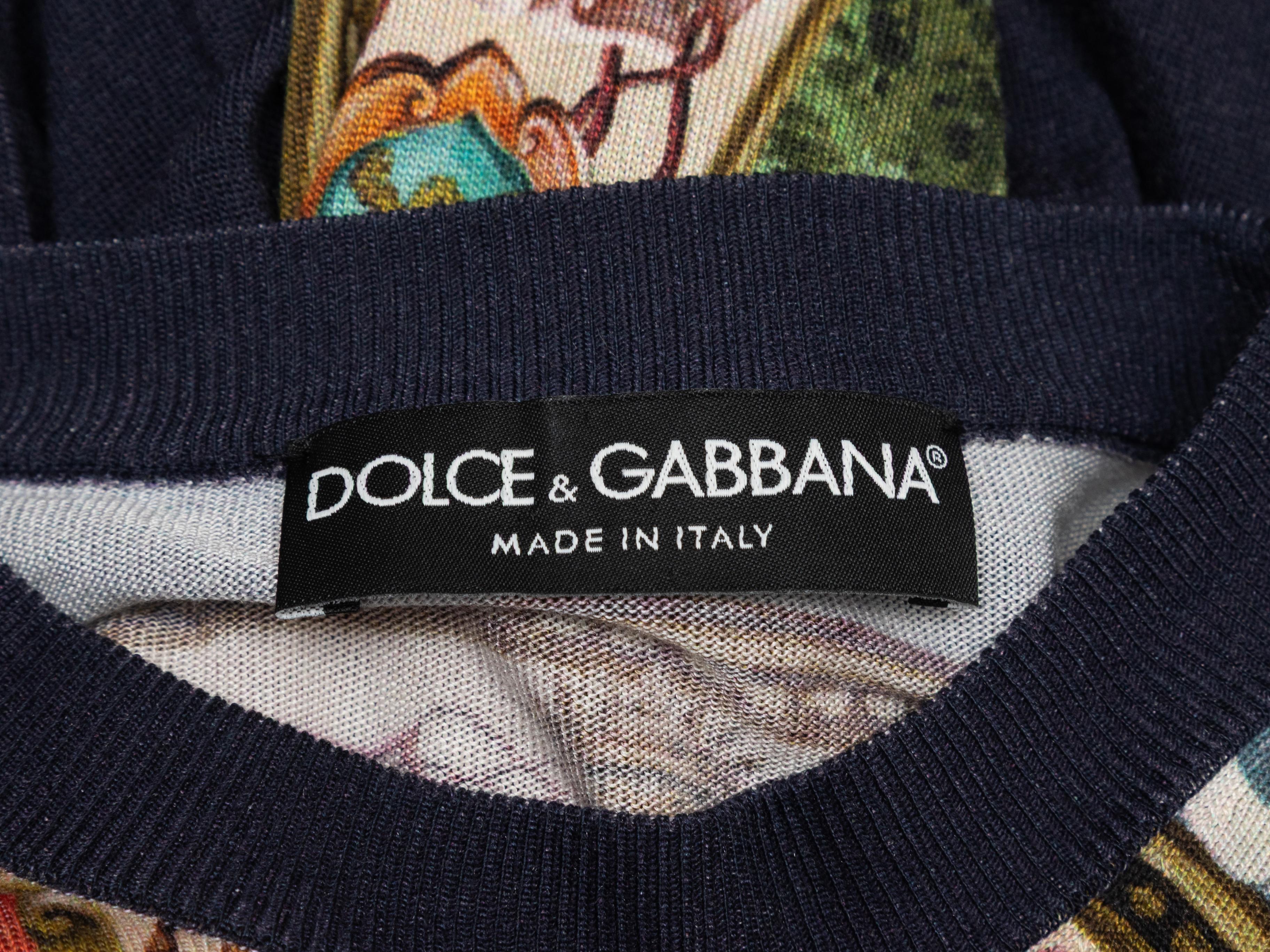 Navy and Multicolor Dolce and Gabbana Lion and Cherub Motif