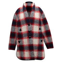 Marineblauer & mehrfarbiger Etoile Isabel Marant karierter Mantel aus Wollmischung Größe FR 38