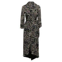 Navy & Multicolor Ganni Floral Print Wrap Dress Size EU 34