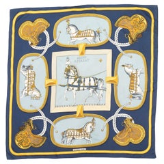 Sciarpa in seta di Hermes Grand Apparat, blu e multicolore