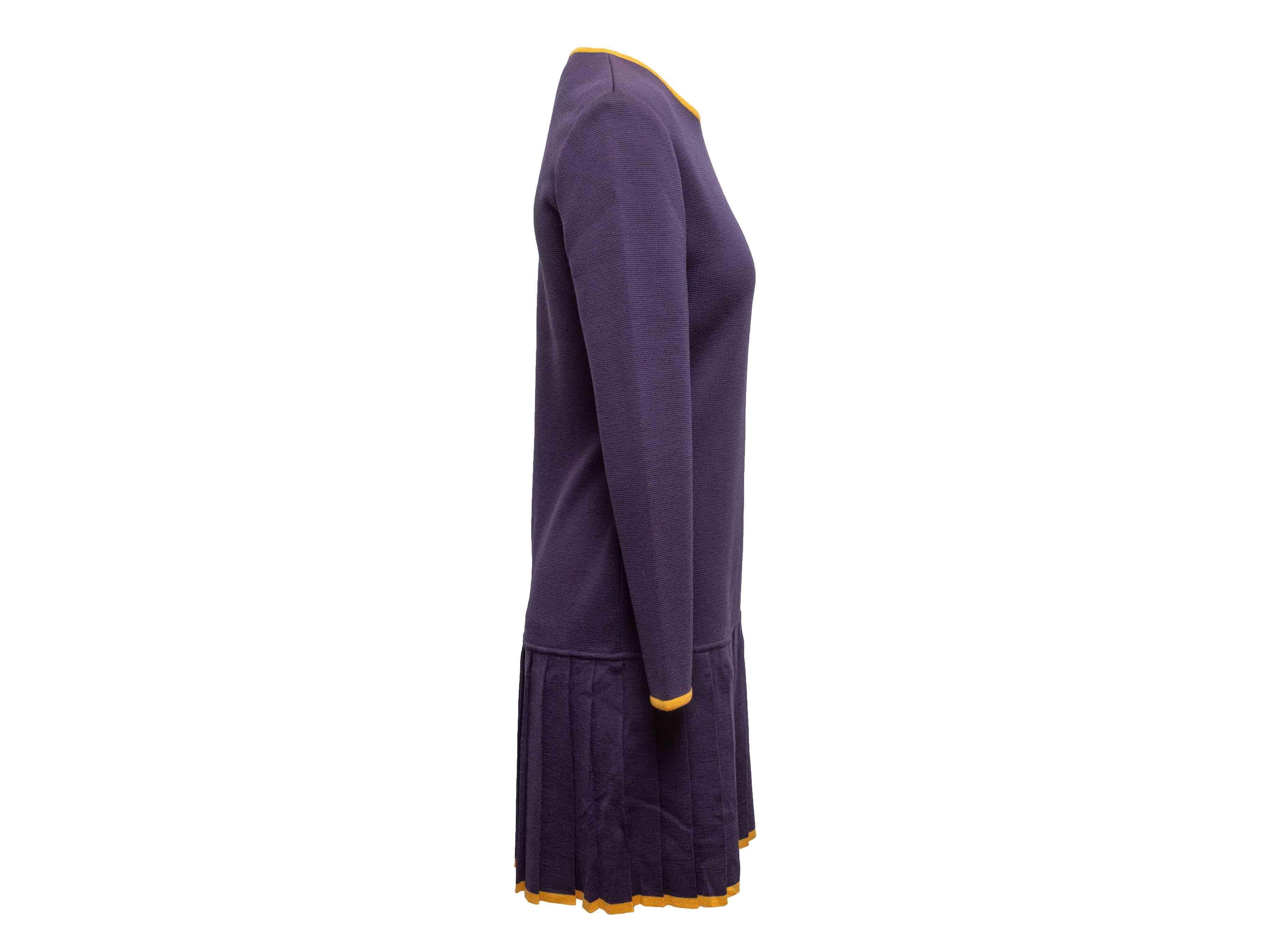Navy & Senf Celine Wollstrick Kleid mit langen Ärmeln Größe FR 38 (Schwarz) im Angebot