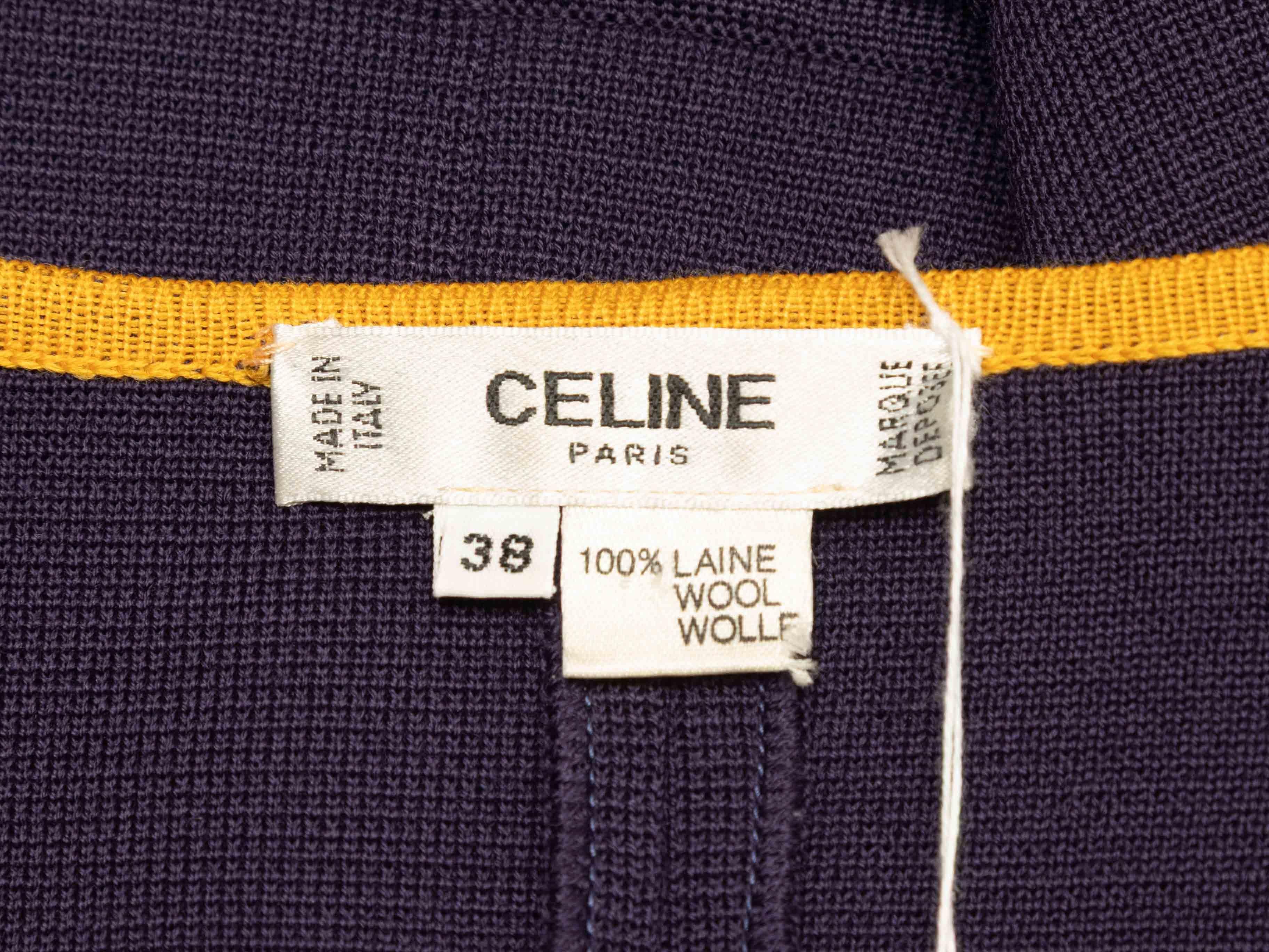 Navy & Senf Celine Wollstrick Kleid mit langen Ärmeln Größe FR 38 Damen im Angebot