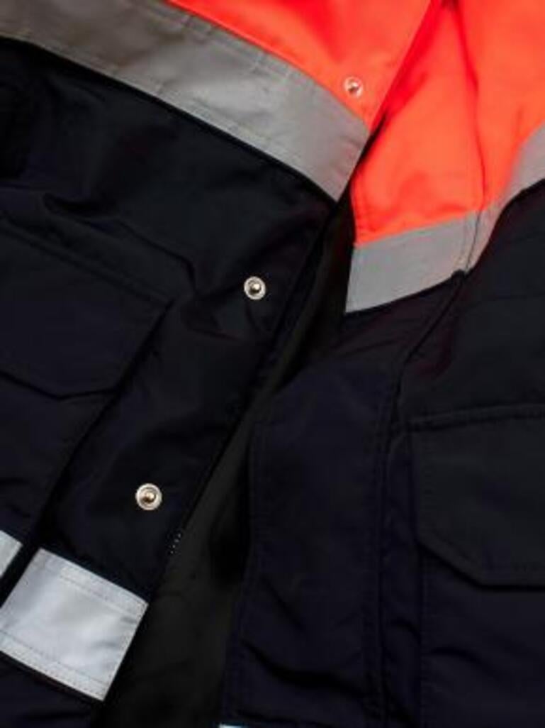 Women's Navy & Neon Orange Worker Jacket For Sale