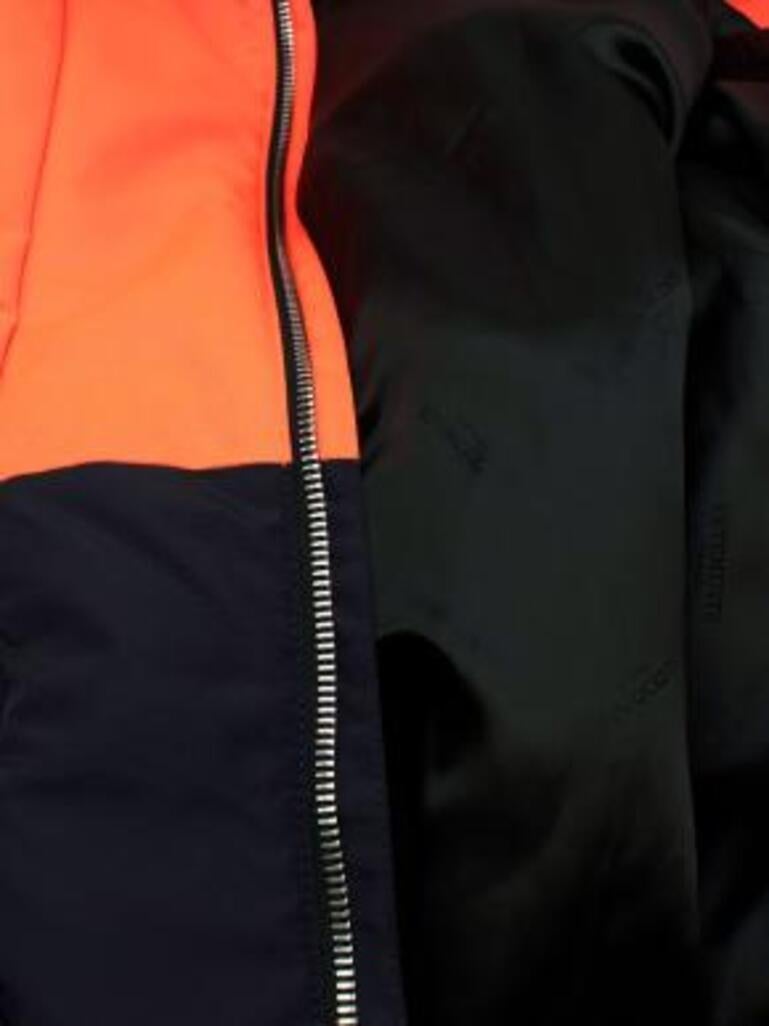 Navy & Neon Orange Worker Jacket For Sale 1