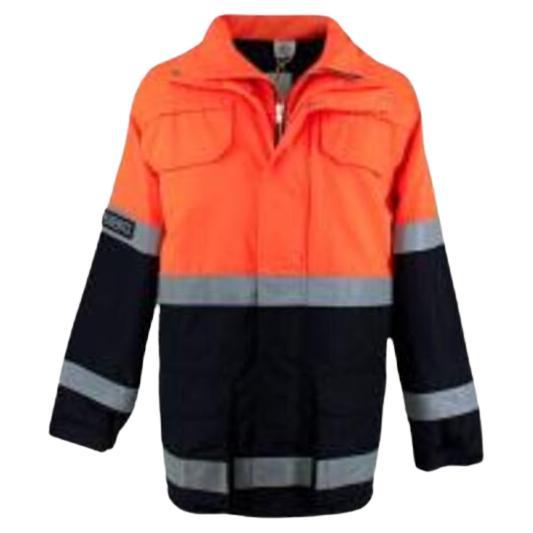 Navy & Neon Orange Worker Jacket For Sale