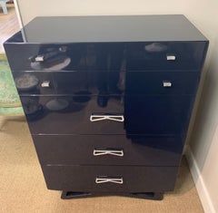 Marineblaue, neu lackierte Kommode, Space Age, Mid-Century, groß