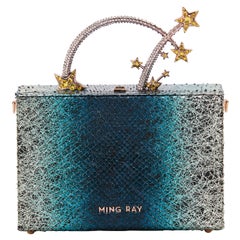 Navy ombre python handmade handle shoulder bag NWOT
