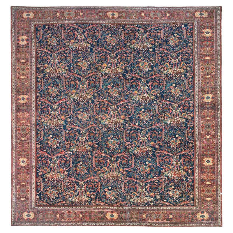Navy Oversize Square Persian Mahal Traditional Wool Oriental Rug For ...