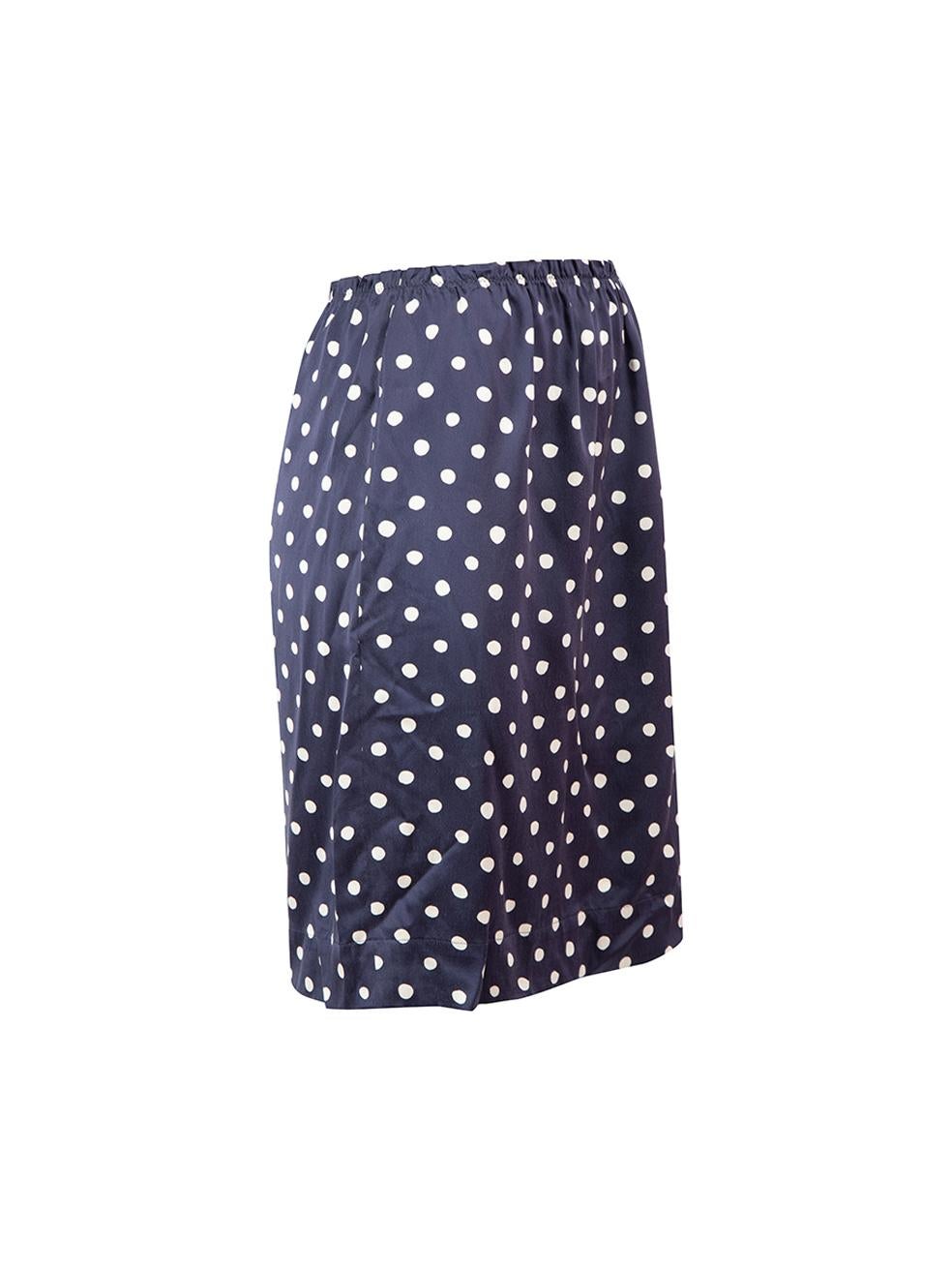CONDITION is Never worn, with tags. Some minor wear to skirt at waist where thread ends have frayed is evident on this new Lanvin designer resale item. 



Details


Navy

Silk

Mini skirt

Polkadot pattern

Elasticated waistband

Frayed finishing