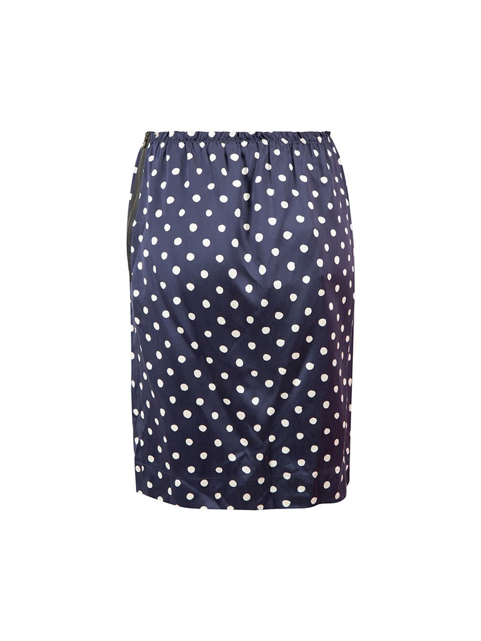 Navy Polkadot Pattern Mini Skirt Size S In New Condition For Sale In London, GB