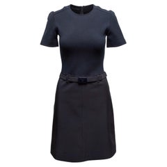 Vestido Prada azul marino de manga corta con cinturón Talla IT 40