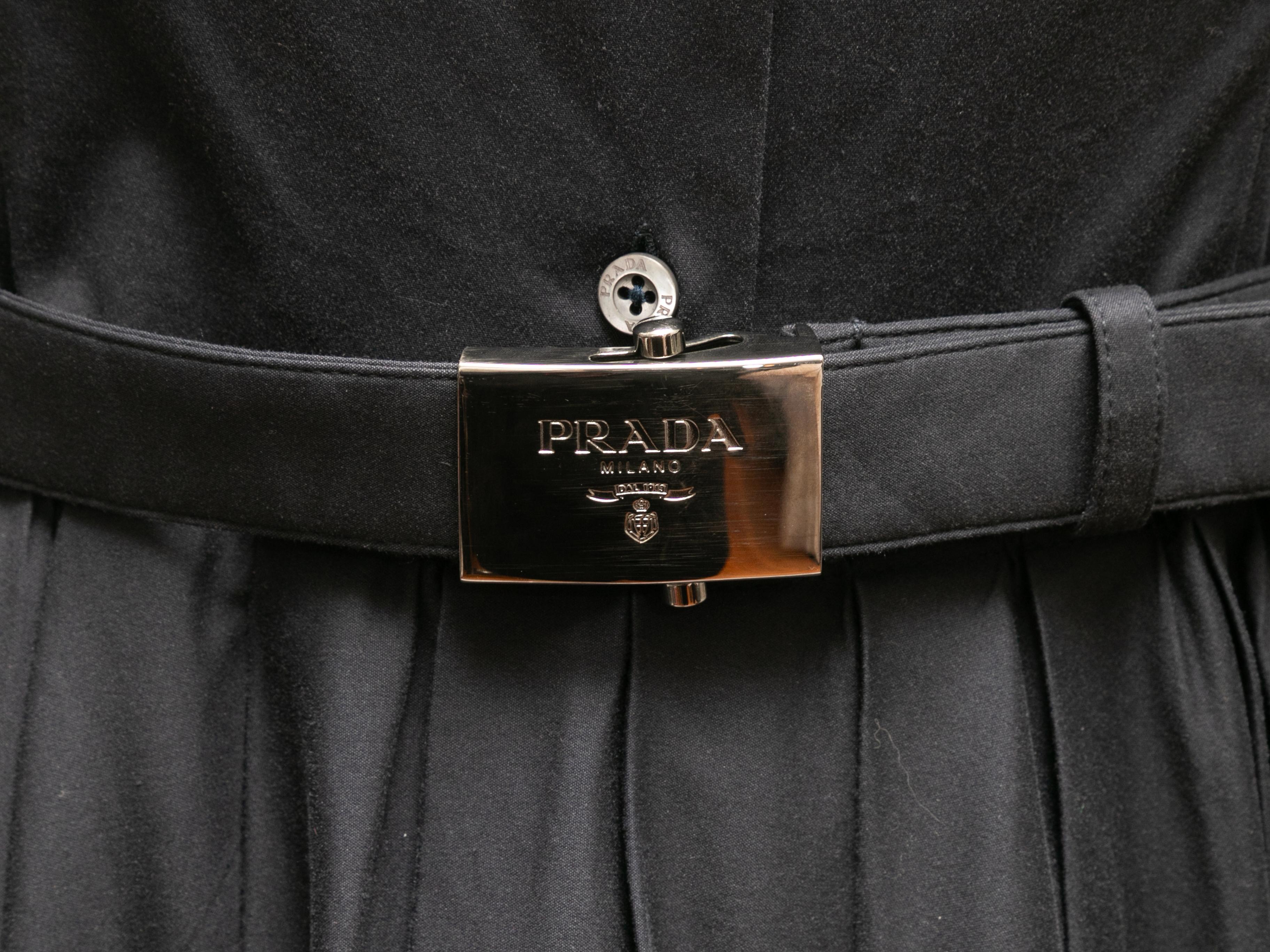 Women's Navy Prada Pleated Cotton Dress Size IT 46 For Sale