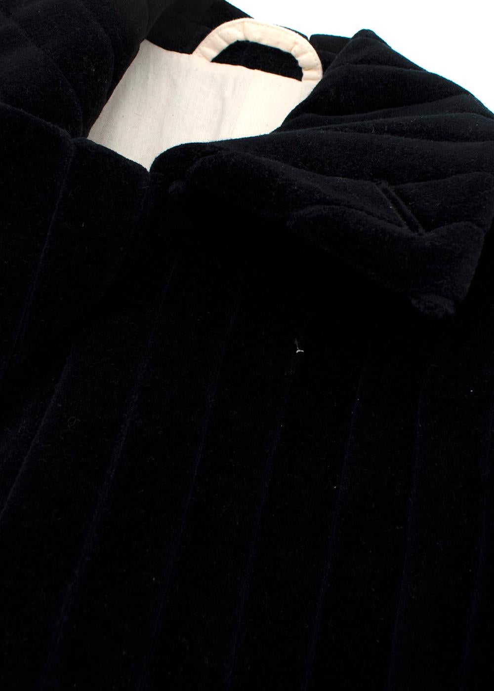 Black Navy Quilted Velvet Pea Coat For Sale