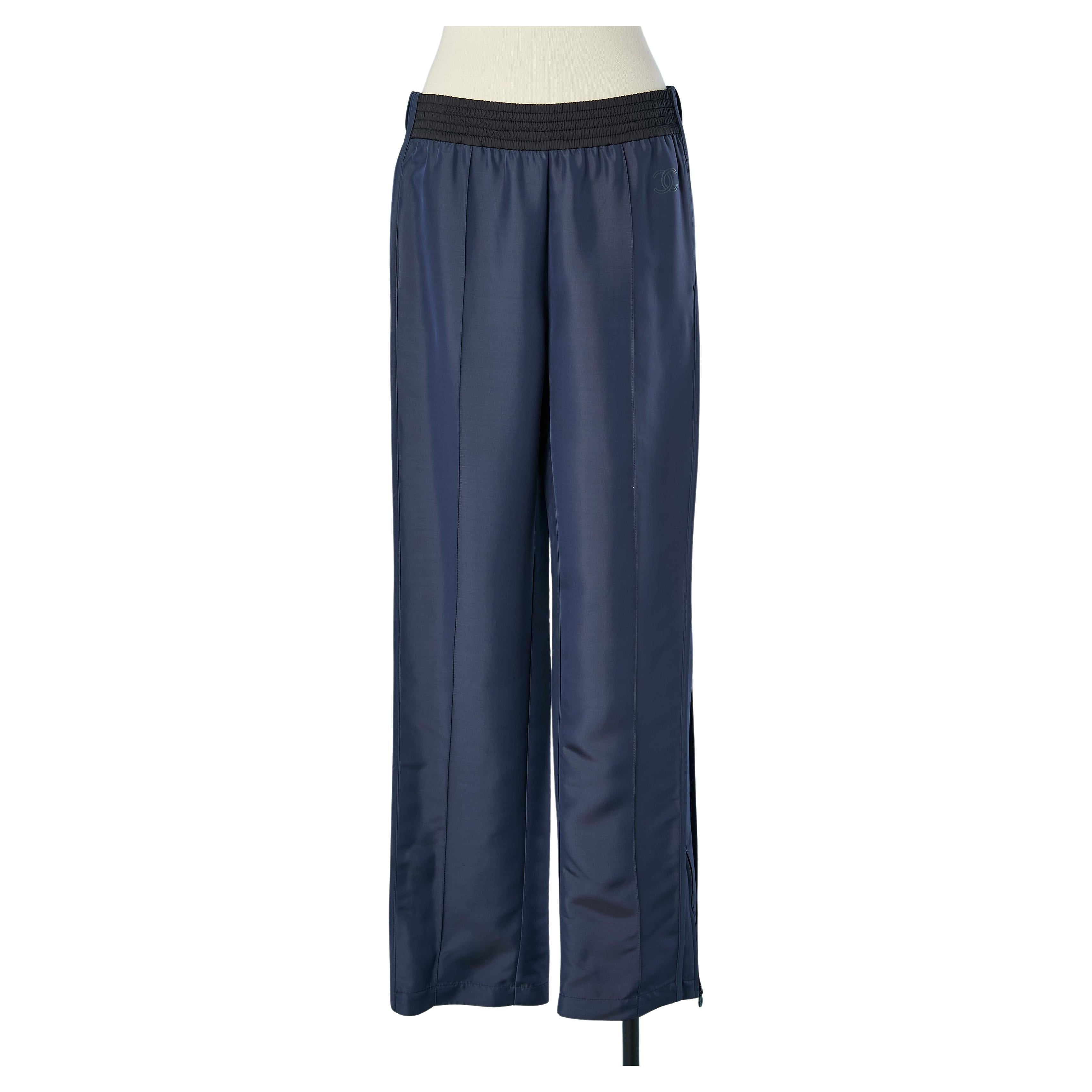 Navy rayon and silk sweatpant Chanel  For Sale