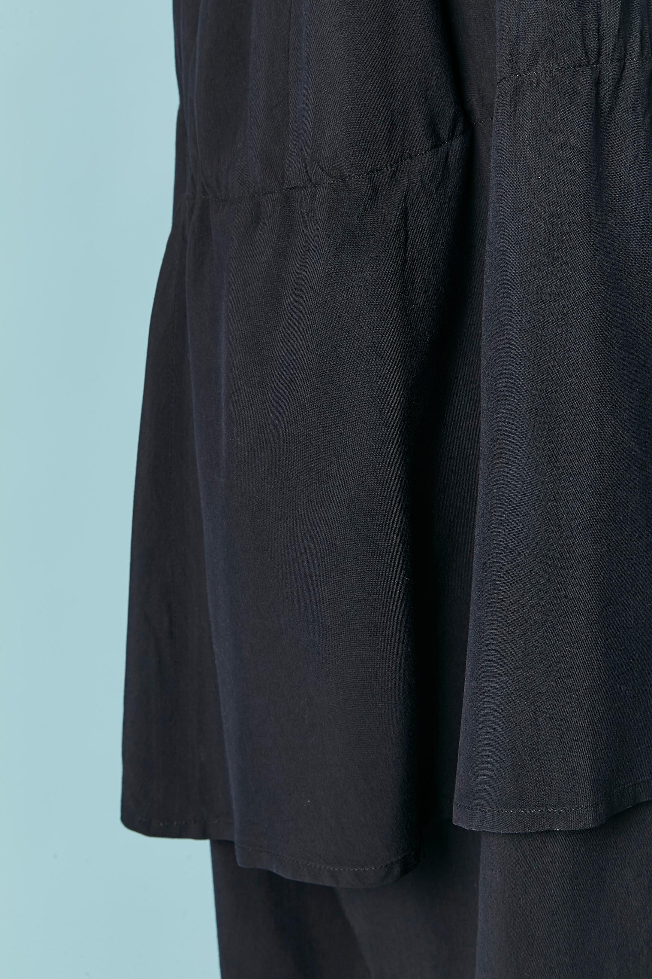 Nero Abito senza maniche in rayon navy con un grande volant sui fianchi Yohji Yamamoto in vendita