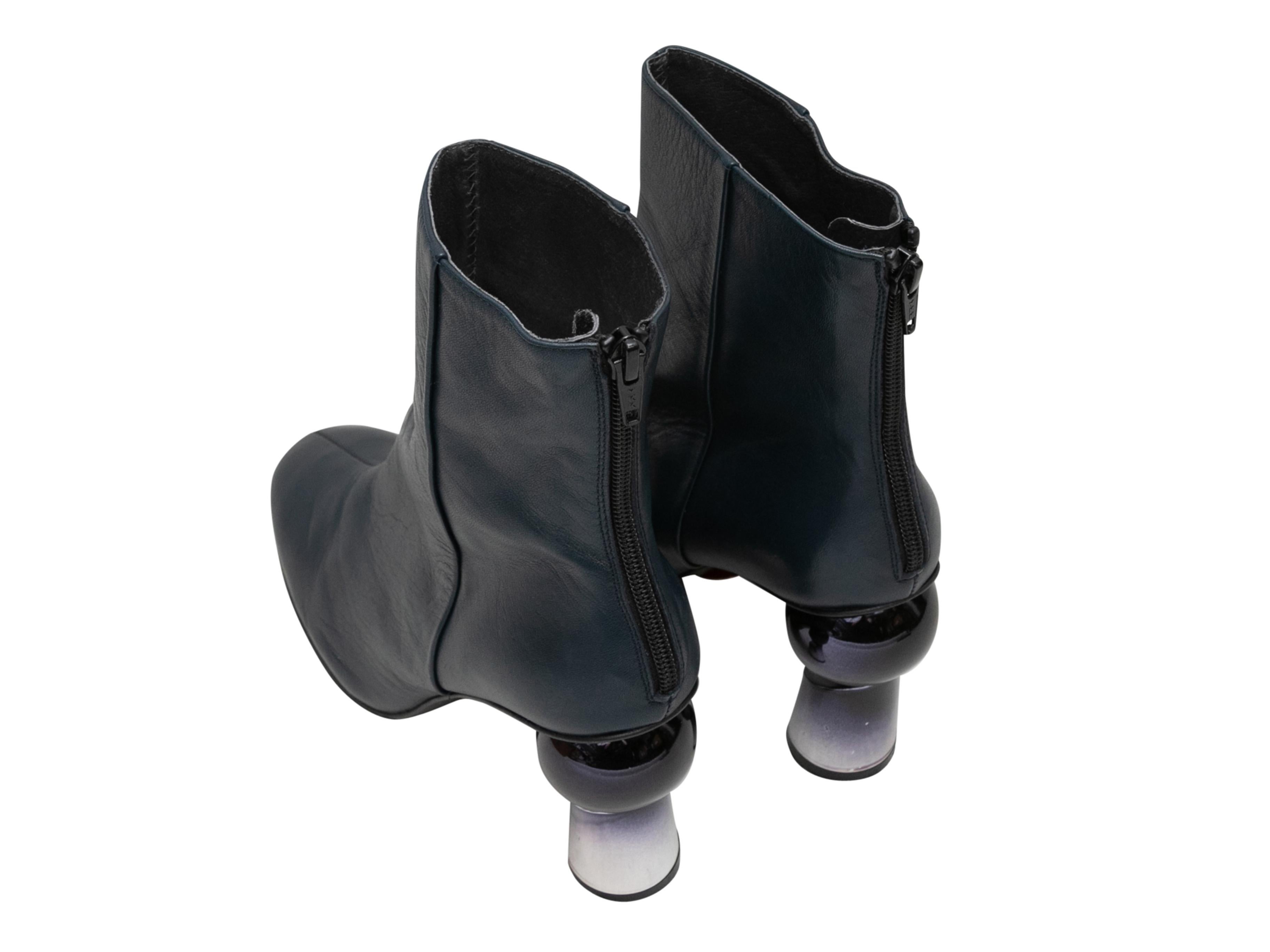 Noir Roberto Botella Bottines à talons sculptés bleu marine, taille 38