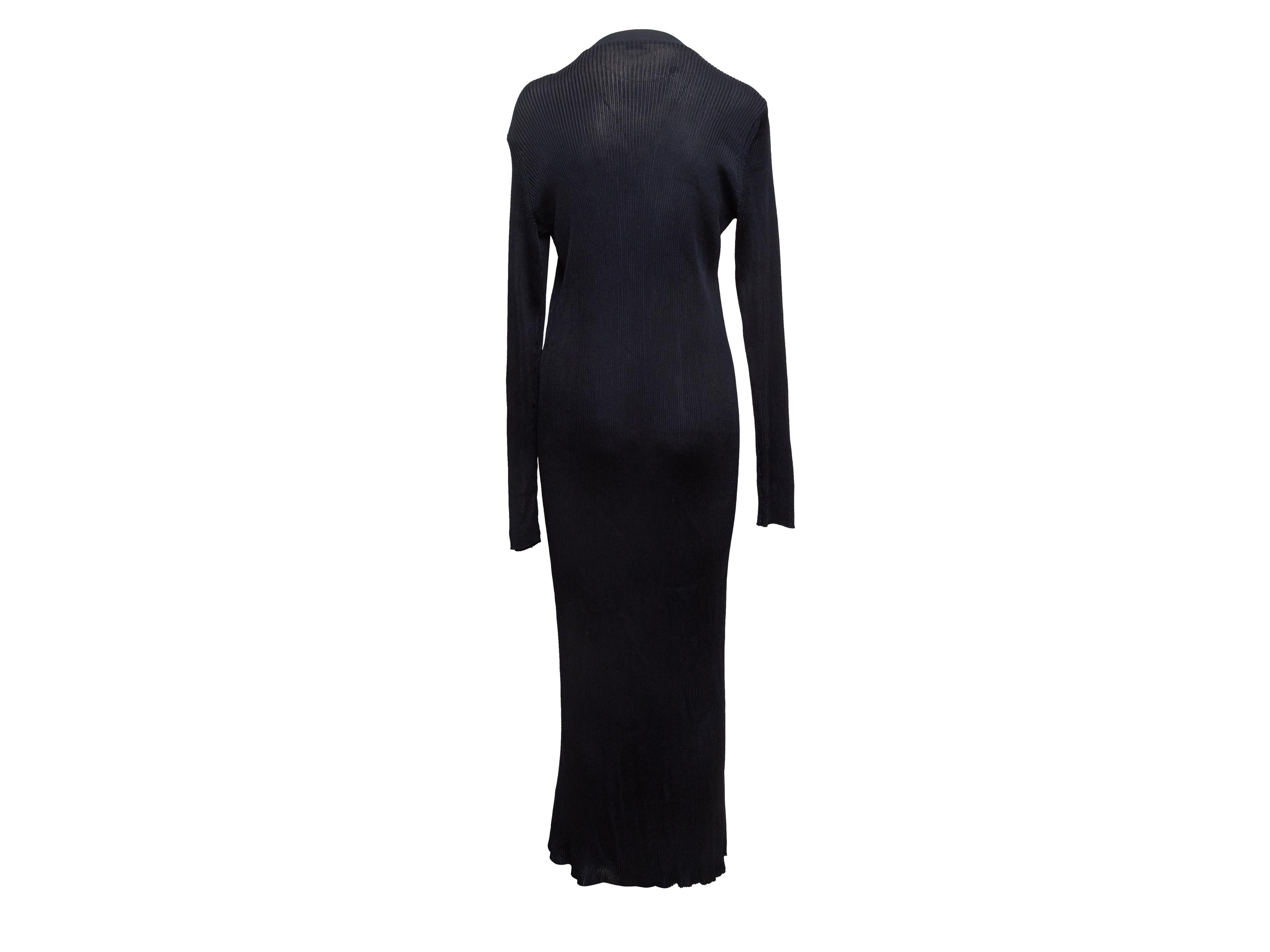Navy Saint Laurent Rib Knit Button-Up Maxi Dress Size US S Pour femmes en vente
