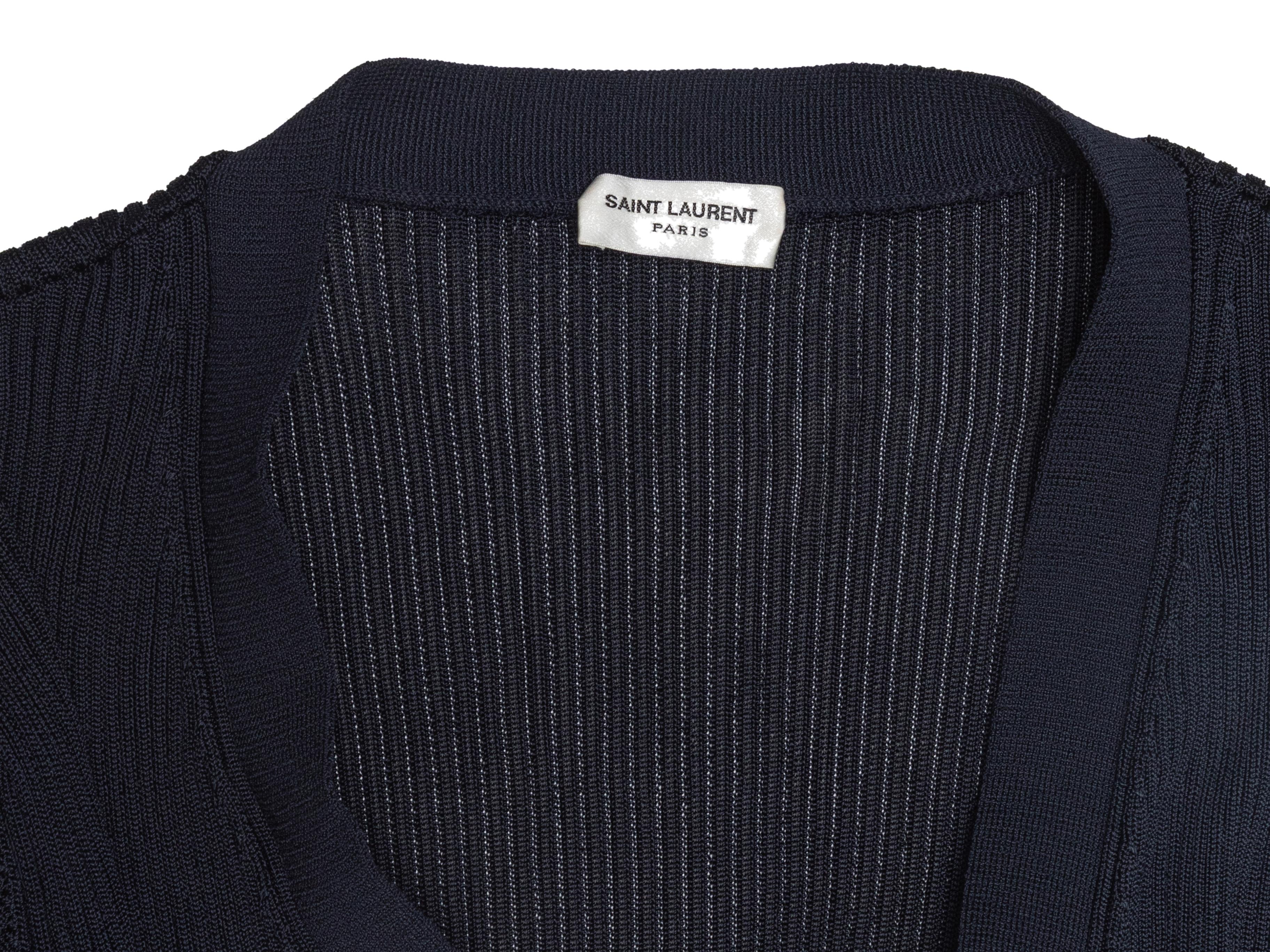 Navy Saint Laurent Rib Knit Button-Up Maxi Dress Size US S en vente 1