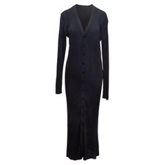 Navy Saint Laurent Rib Knit Button-Up Maxi Dress Size US S