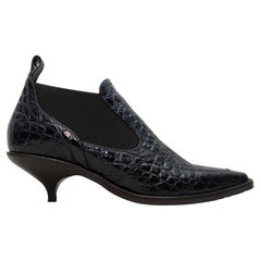 Navy Sies Marjan geprägte Croc Kitten Heel Booties Größe 37.5