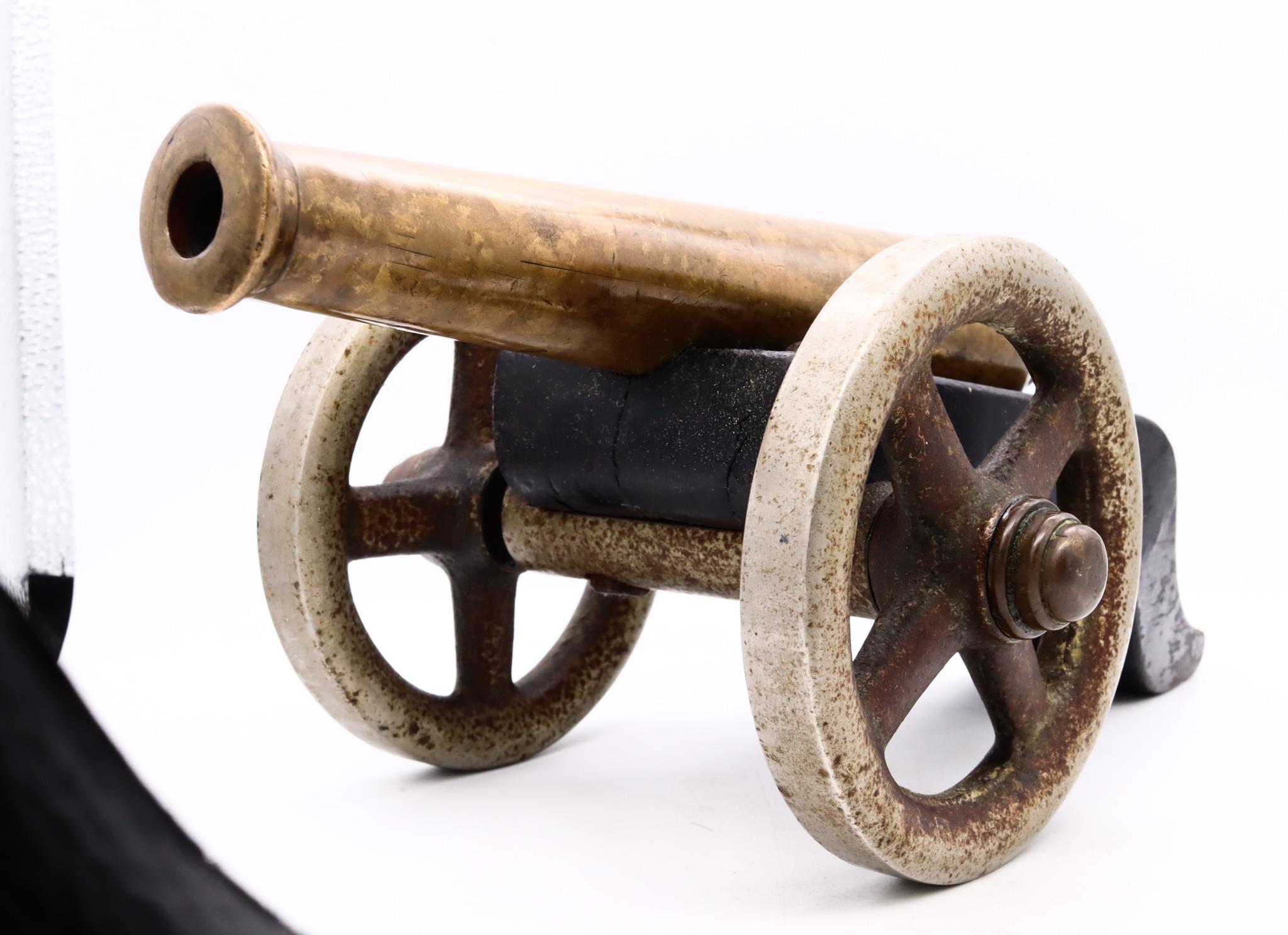 George III Navy Signal Cannon 18th Century European Brass Barrel and Wood Carriage