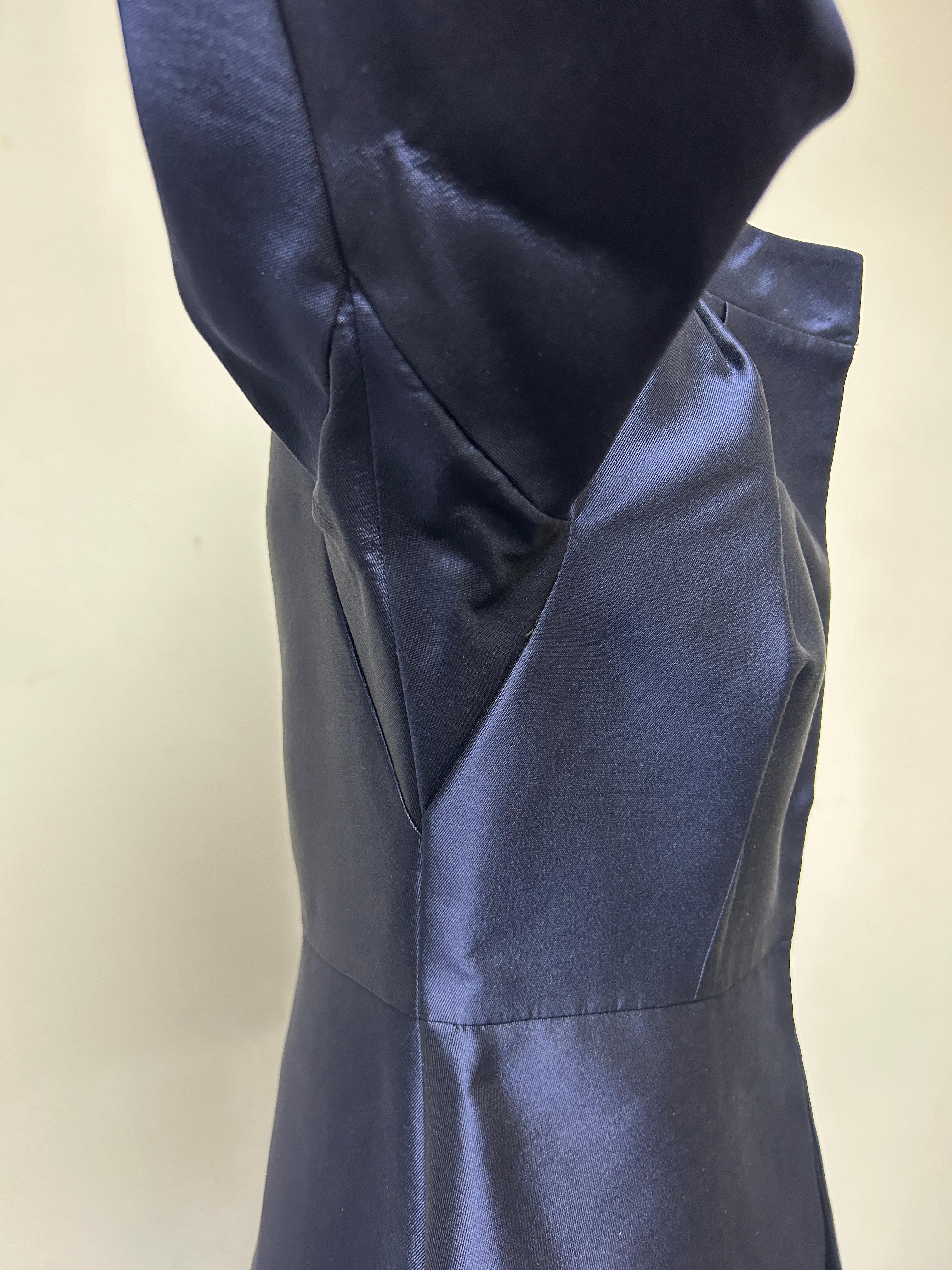 Cocktail Coat in Navy Silk Taroni Mikado For Sale 2