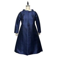 Cocktail Coat in Navy Silk Taroni Mikado