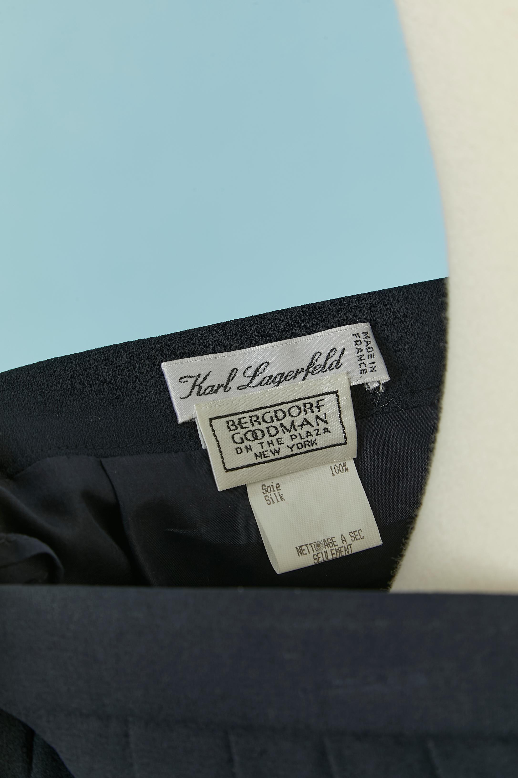 Gonna a pieghe in seta blu Karl Lagerfeld per Bergdorf Goodman in vendita 1