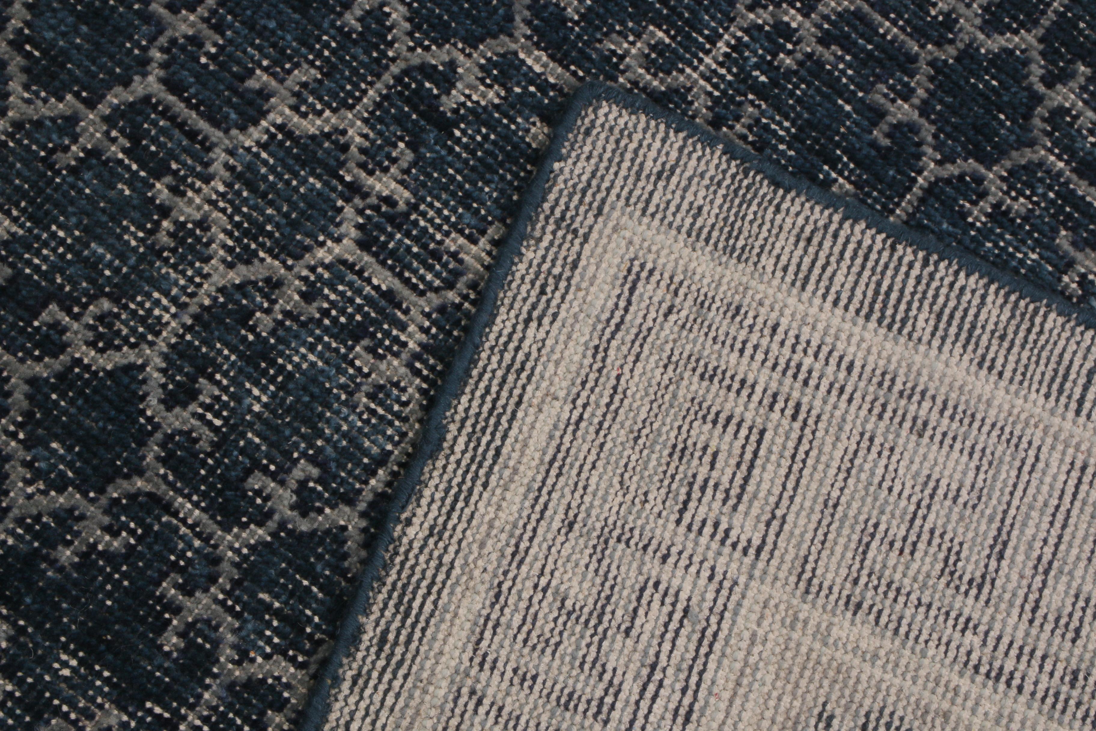 Rug & Kilim's Khotan Navy Smoke Blue Wool Rug from the Homage Collection In New Condition In Long Island City, NY