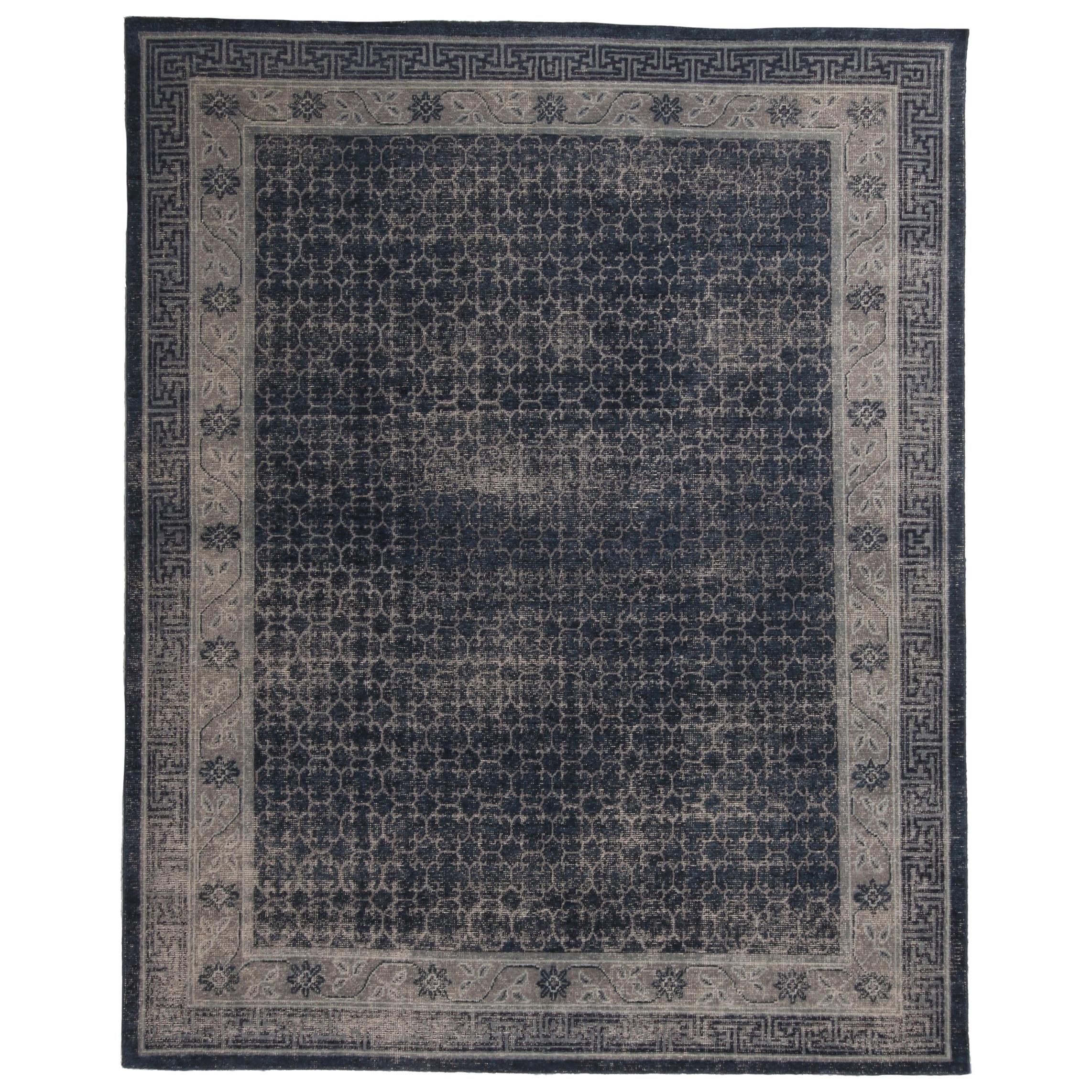 Rug & Kilim's Khotan Navy Smoke Blue Wool Rug from the Homage Collection