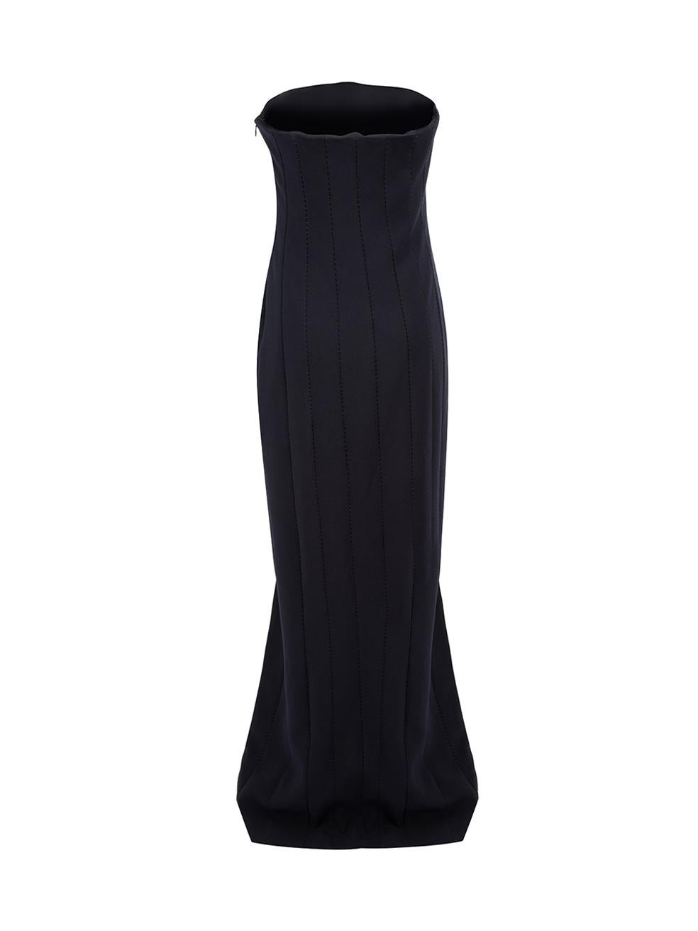 Amanda Wakeley Navy Stitch Accent Strapless Maxi Gown Size L In Good Condition In London, GB