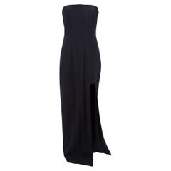 Amanda Wakeley Navy Stitch Accent Strapless Maxi Gown Size L