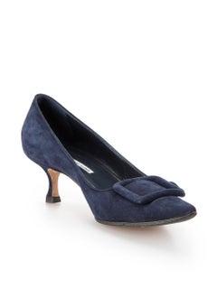Navy Suede Maysale 50 Buckle Pumps Size IT 41.5