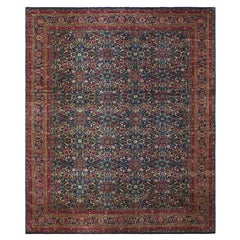 Navy Tabriz Wool Hand Knotted Rug 14 ft x 16 ft , Arabesque Palace Grandeur