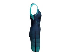 Navy & Teal Herve Leger Ombre Halter Bandage Dress Size US S