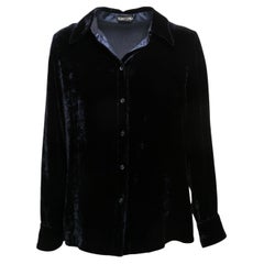 Navy Tom Ford Samt Button-Up Top Größe US M