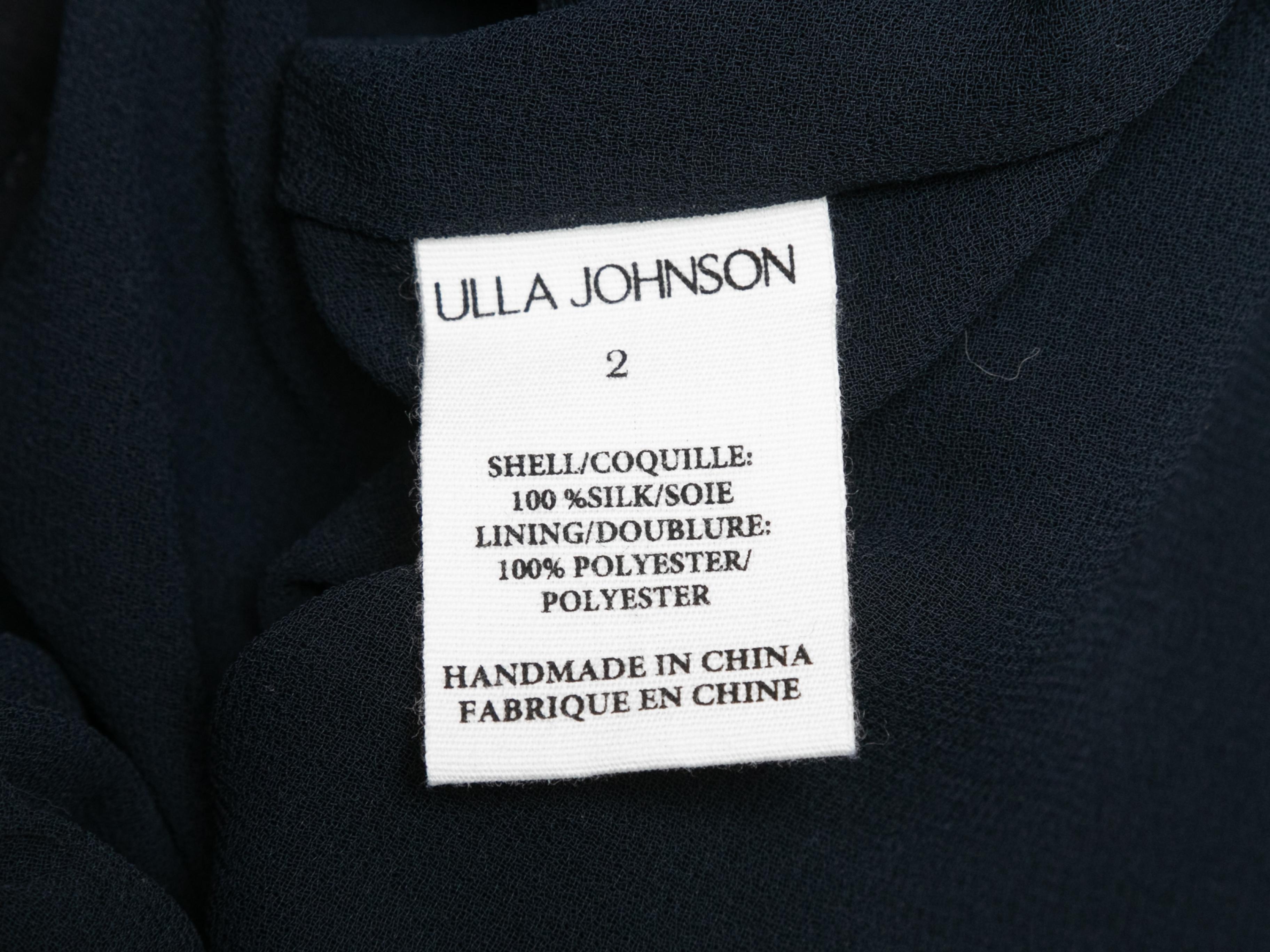 Navy Ulla Johnson Fall/Winter 2022 Agathe Silk Dress Size US 2 In Excellent Condition In New York, NY