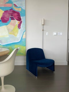 Navy Velvet Alky Chair by Giancarlo Piretti for Castelli