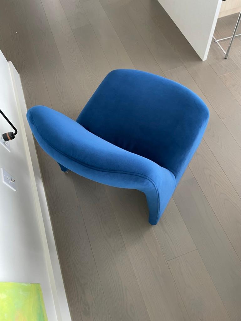 Navy Velvet Alky Chair by Giancarlo Piretti for Castelli 1