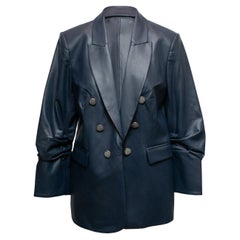 Blazer doppiopetto in ecopelle Veronica Beard Navy taglia US 14