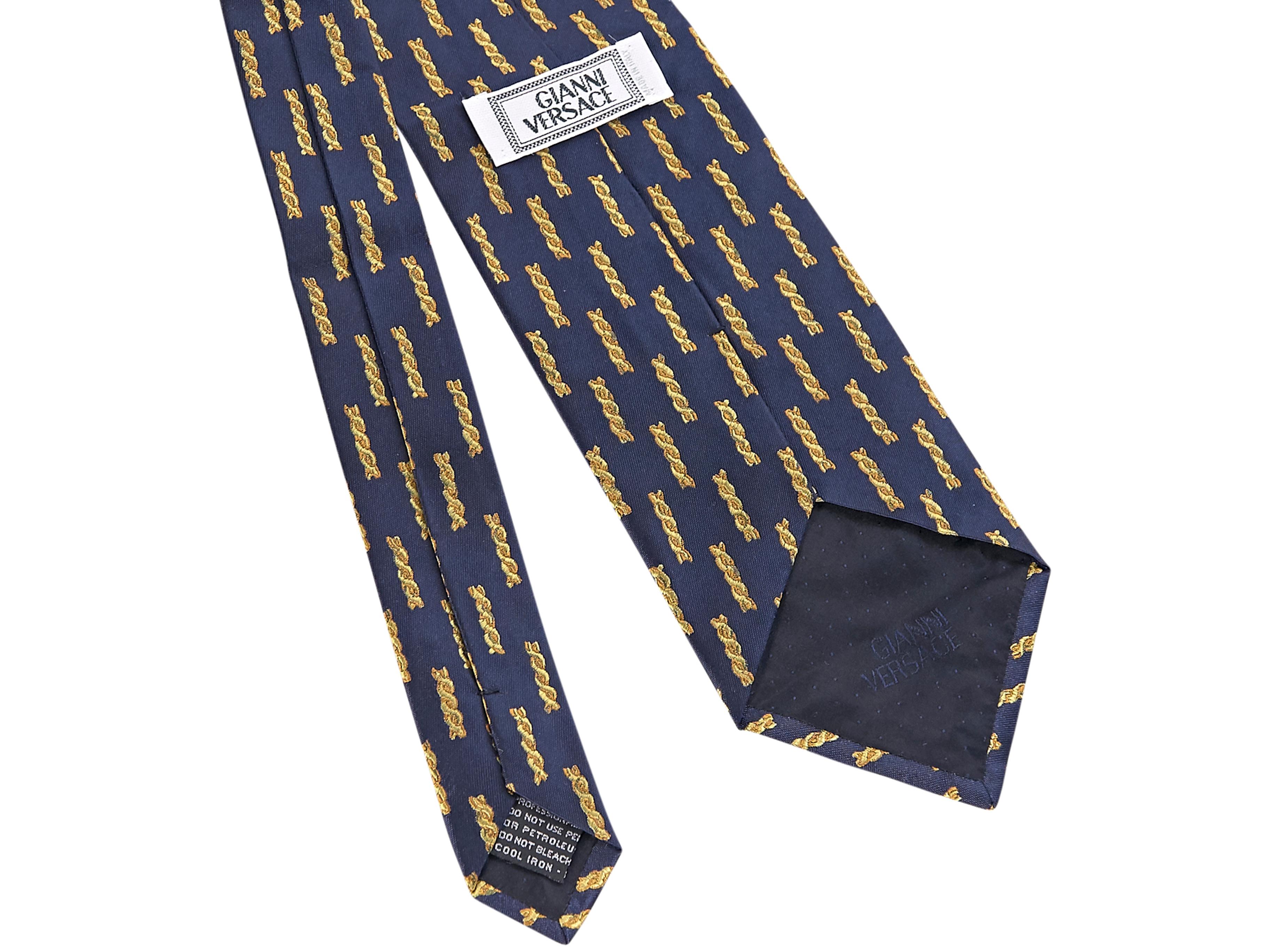 Black Versace Navy Silk Patterned Tie