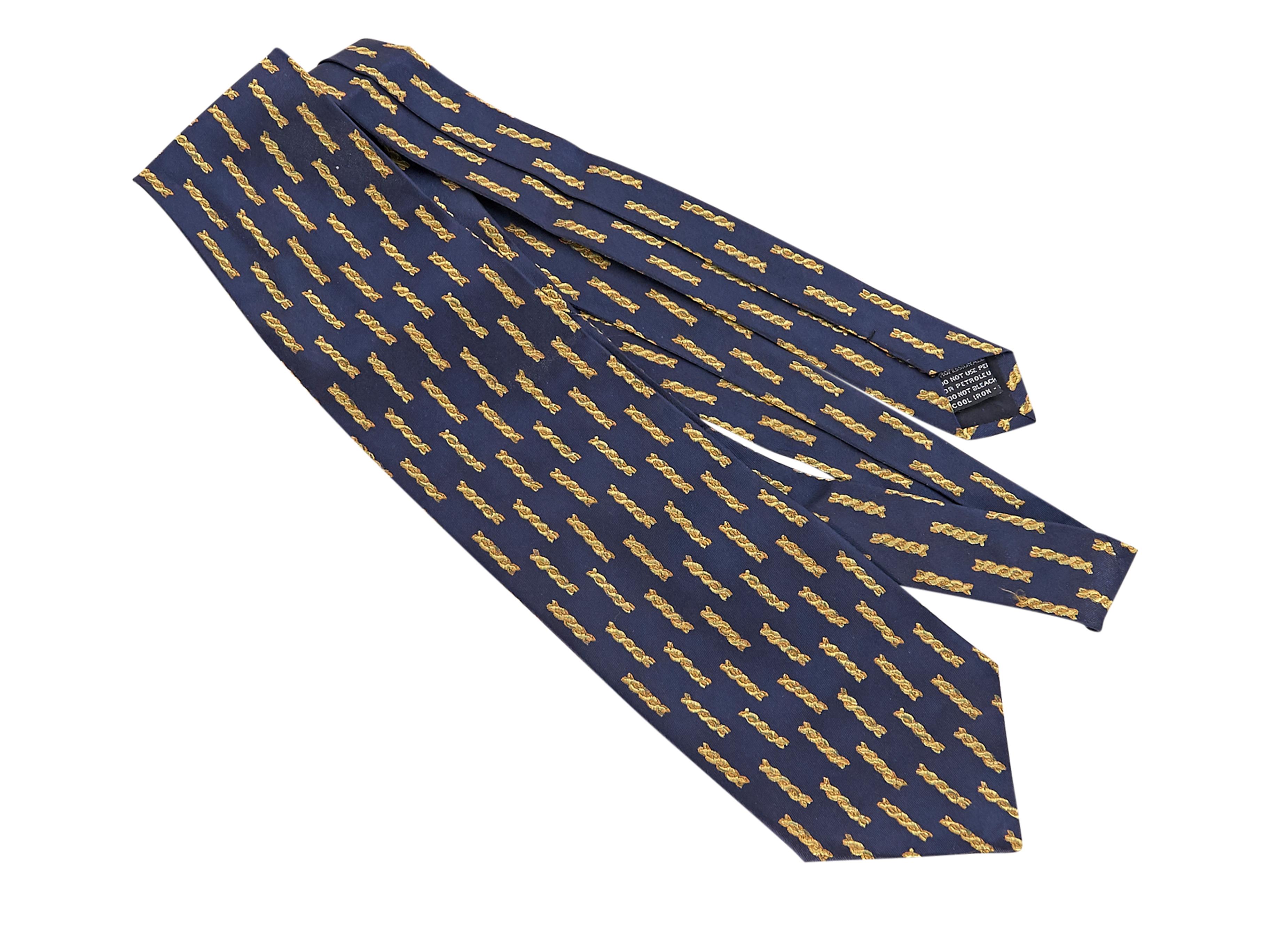 Versace Navy Silk Patterned Tie In Good Condition In New York, NY
