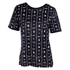 Celine Navy Cotton-Jersey Printed T-Shirt
